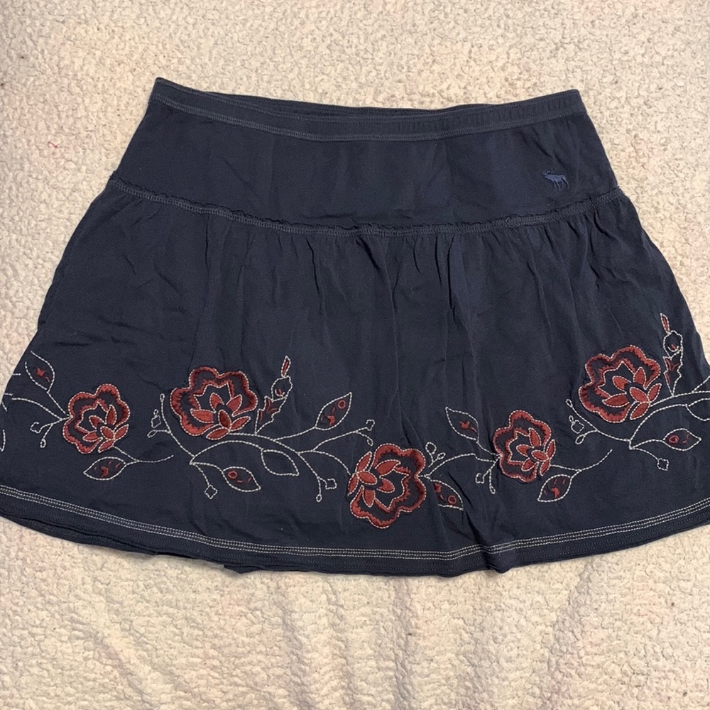 Abercrombie Blue skirt with floral embroidery